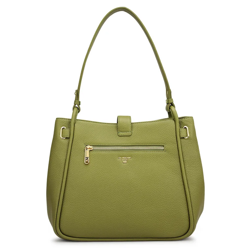 Da Milano Fern Medium Wax Leather Hobo - Fern for Women | Best Price UAE